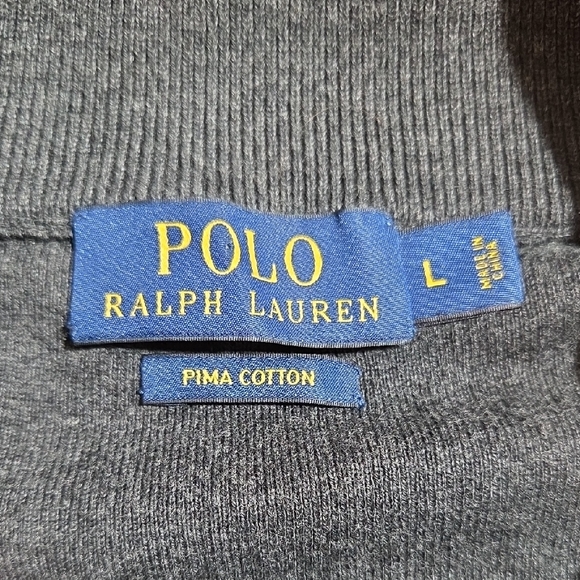 Polo by Ralph Lauren Charcoal Zip-Up Sweater Vest Pima Cotton Size Large - Picture 2 of 8